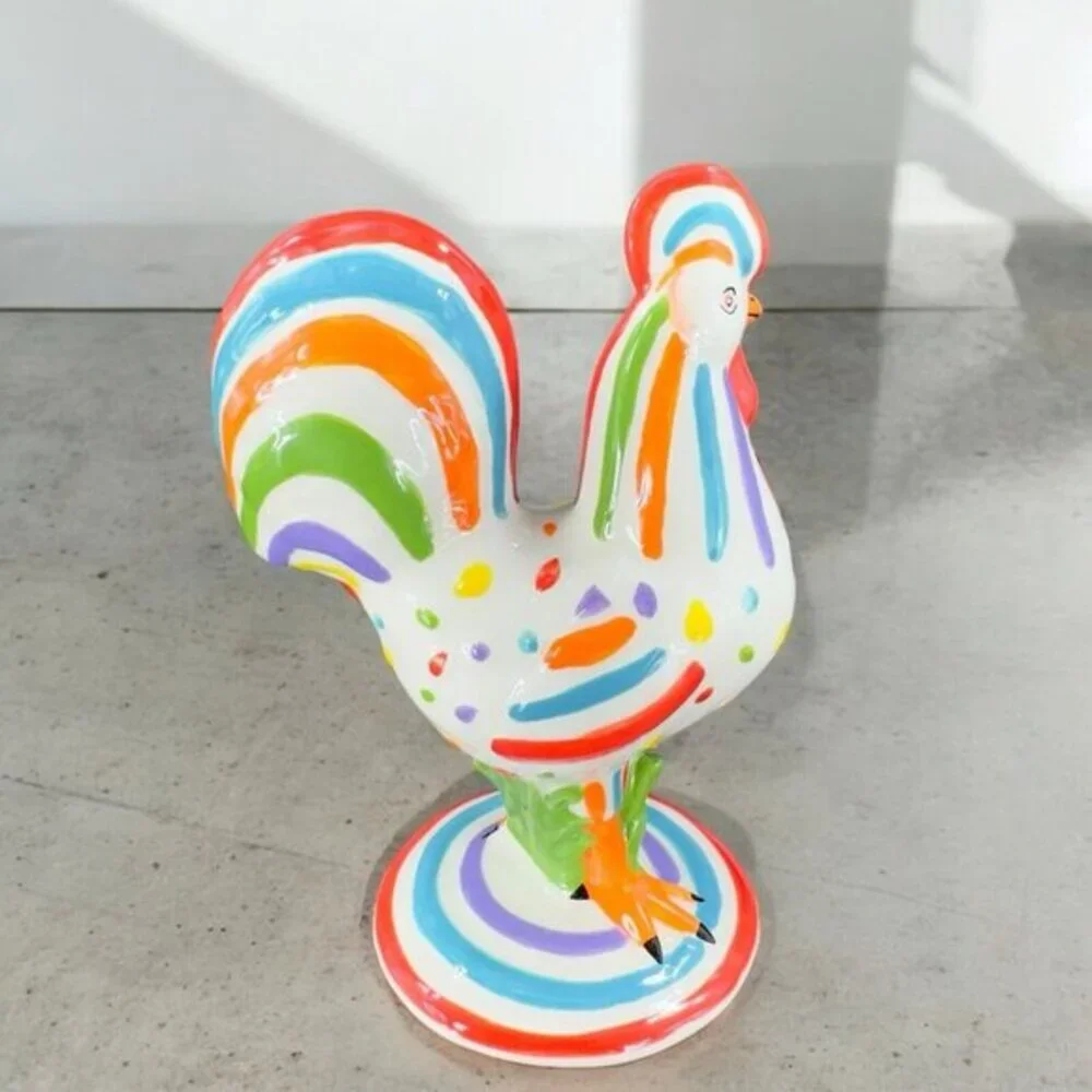 Poultry In Motion Rooster Ceramic Figurine 2010‎ Speckled Spectrum Multicolor